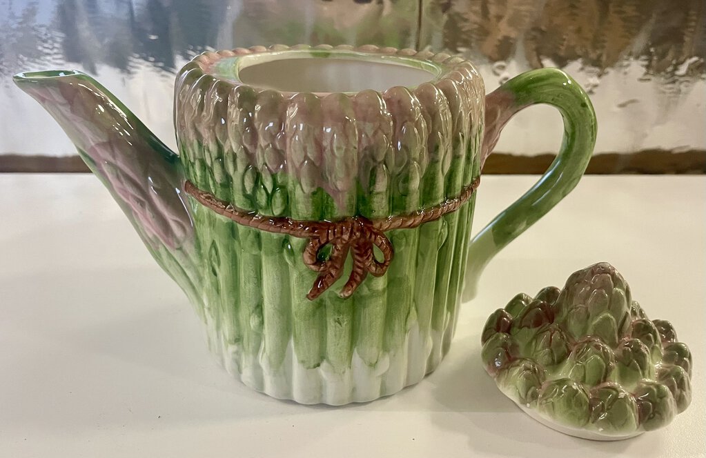 Vintage Ceramic Asparagus Bundle Shaped Teapot