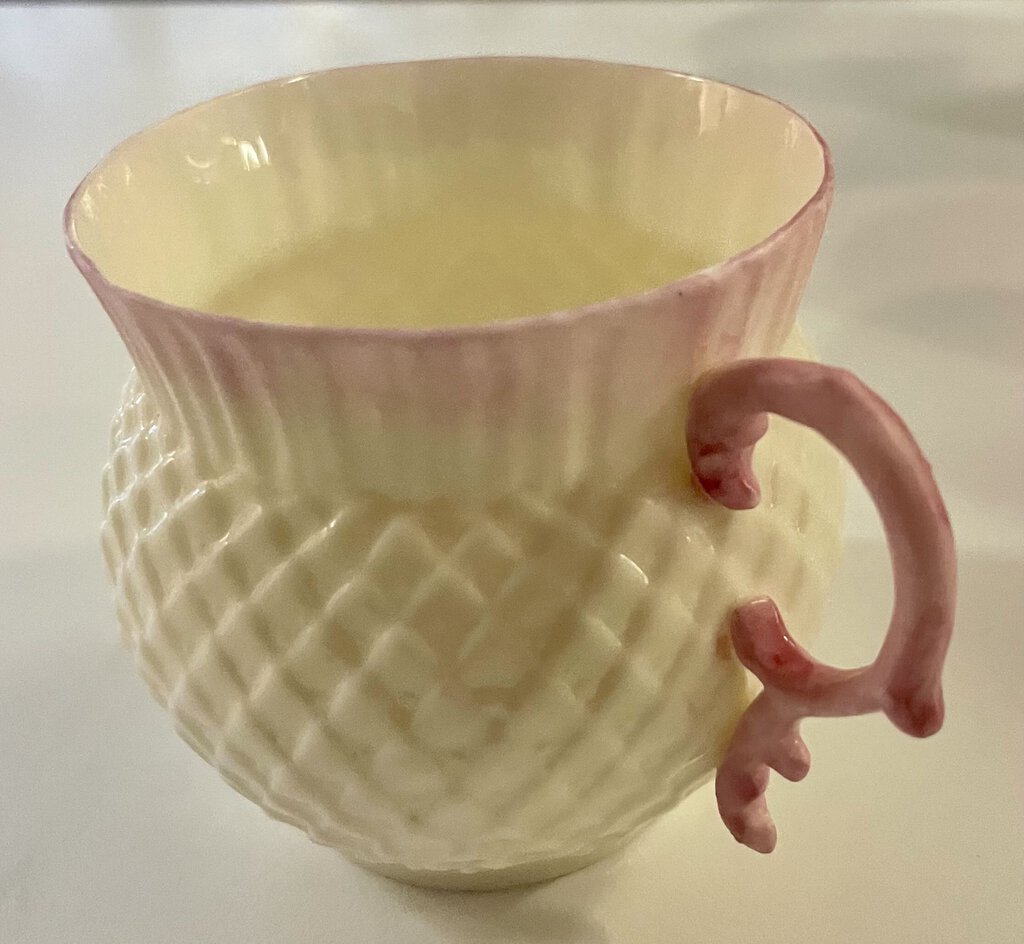 Vintage Belleek Thistle Pattern Tea Cups (Set of 4)