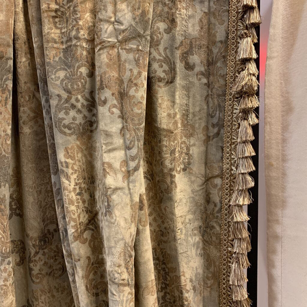 (3) Old world velvet in Lionne tasseled curtains 23''x 91"