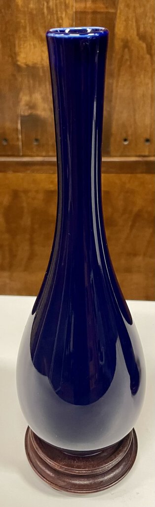 Kagetsugama Flower Vase Lapis Blue/ Hard Wood Stand