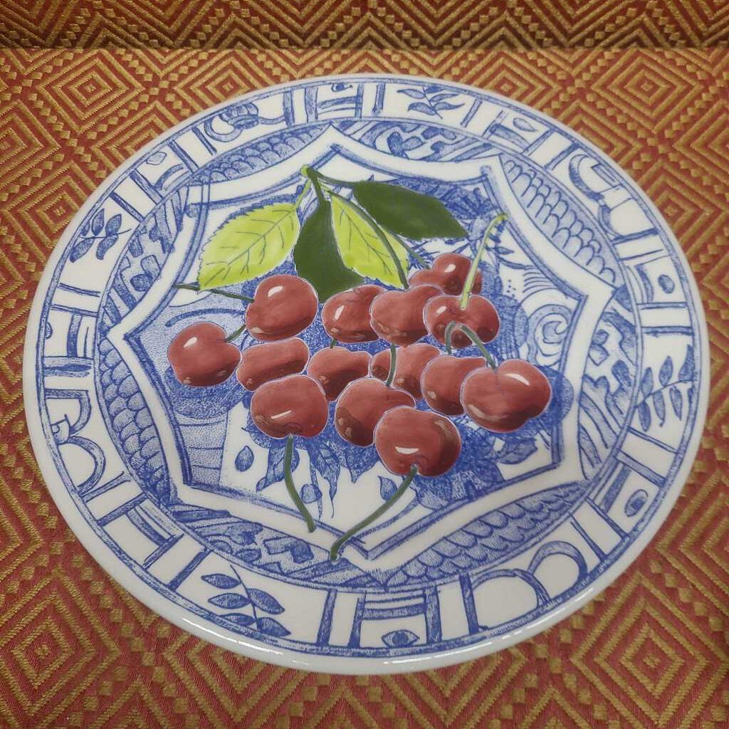 Gien Oiseau Bleu Canape Plate Cherry