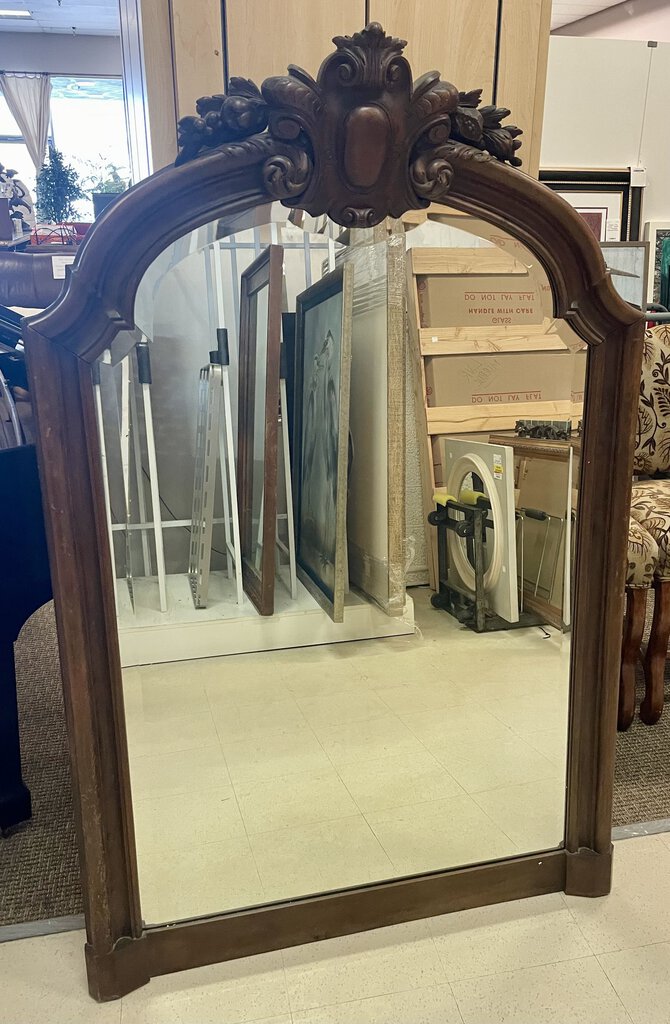 Large French Louis XV Style Carved Mahogany Mirror