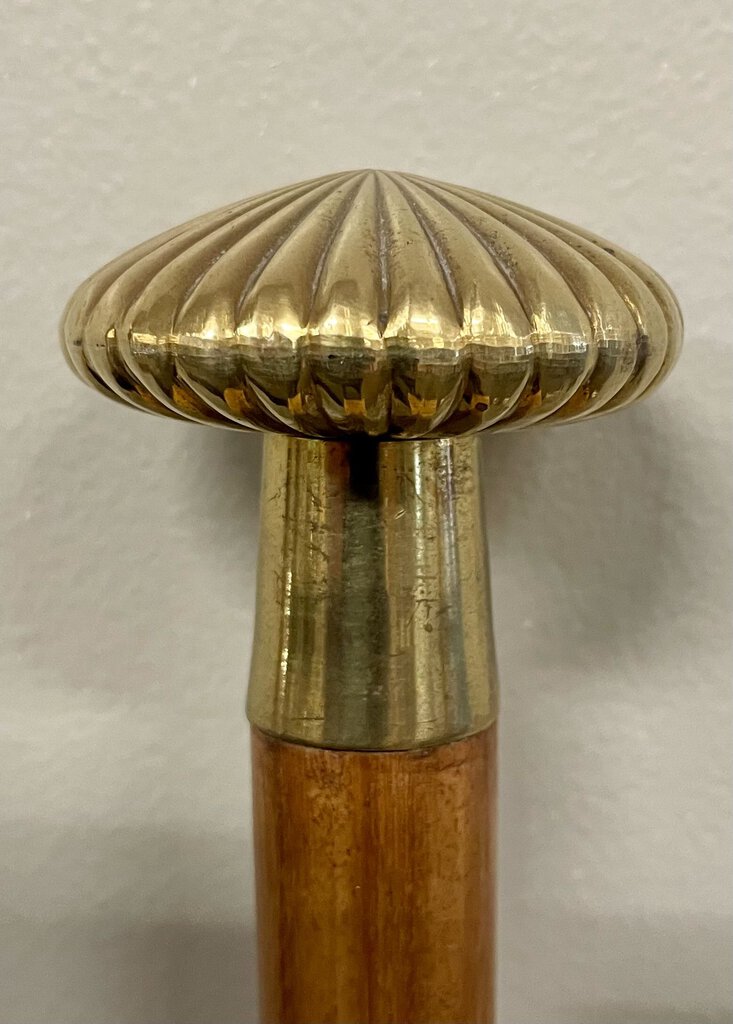 Brass Mushroom Knob Walnut Cane Brass Tip