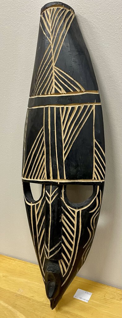 African Black Carved Wooden Mask Ghana
