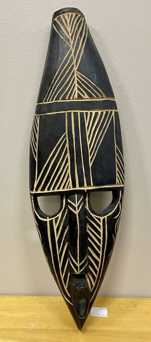 African Black Carved Wooden Mask Ghana