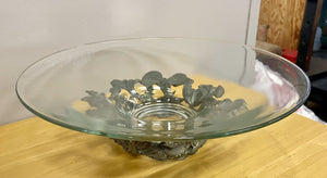 Blown Glass Bowl Seagull Canada Pewter Seashell Stand