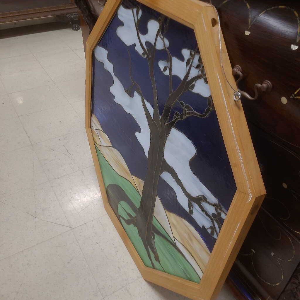 Octagonal Stained Glass Tree Mirror