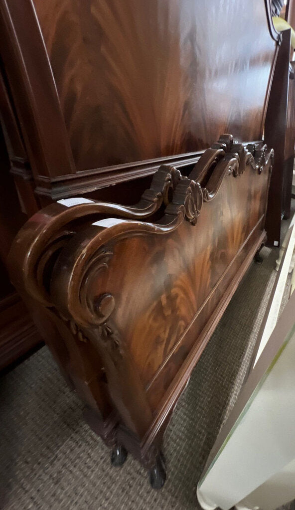 Twin Wooden Carved Bed (please measure)