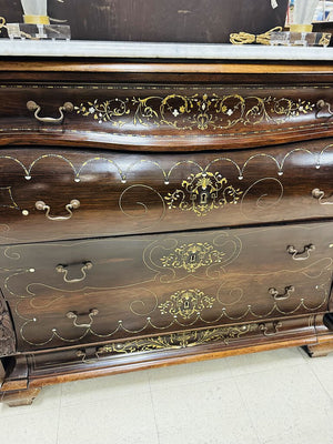 Rosewood Marquetry Bombe Commode 18th Century 23x46x42