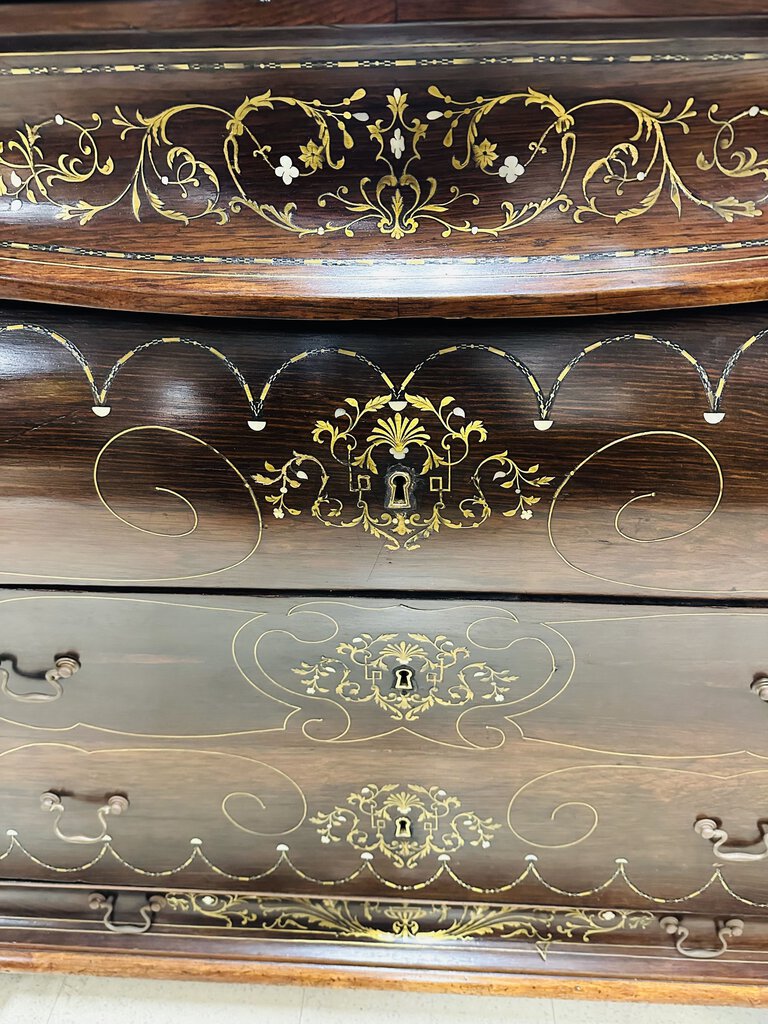 Rosewood Marquetry Bombe Commode 18th Century 23x46x42
