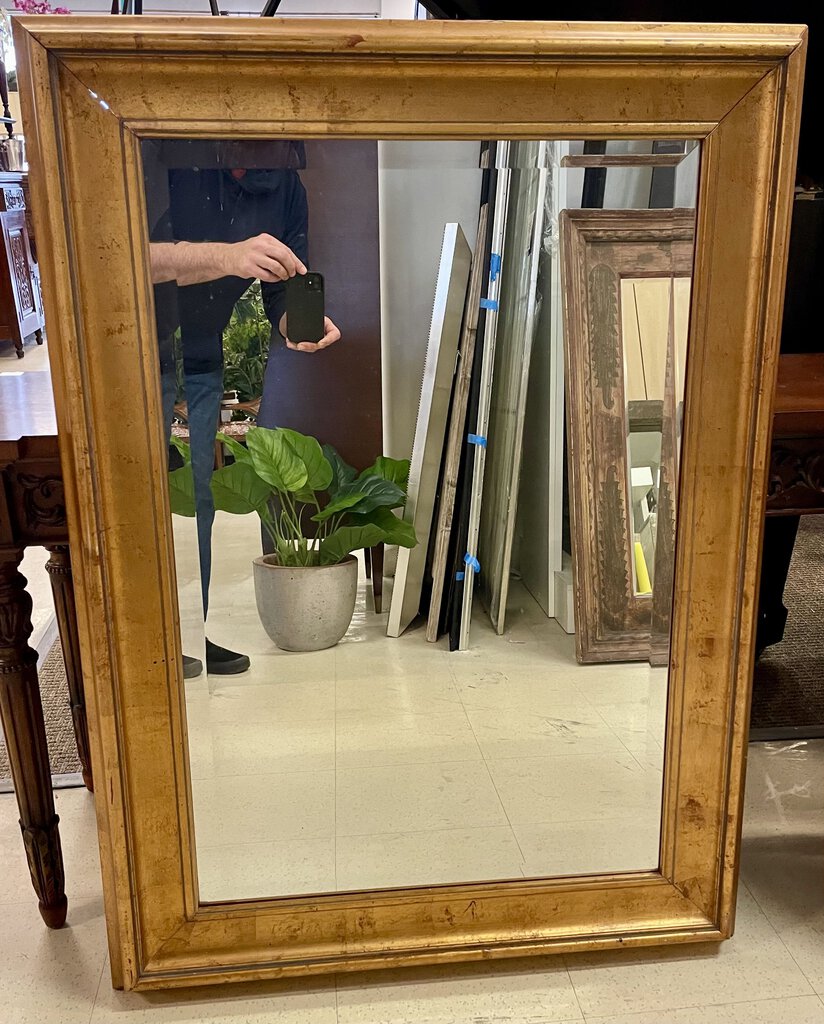 Large Gold Painted Wooden Beveled Glass Mirror