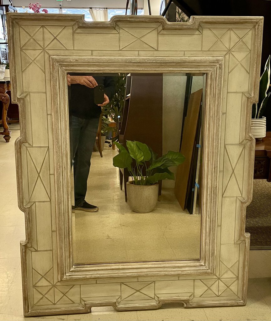 Clayton Gray White Bone Brown Frame Wall Mirror