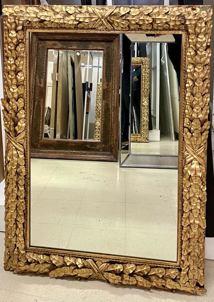 Trouvailles Inc. Gilted Metal Leaf Heavy Wall Mirror