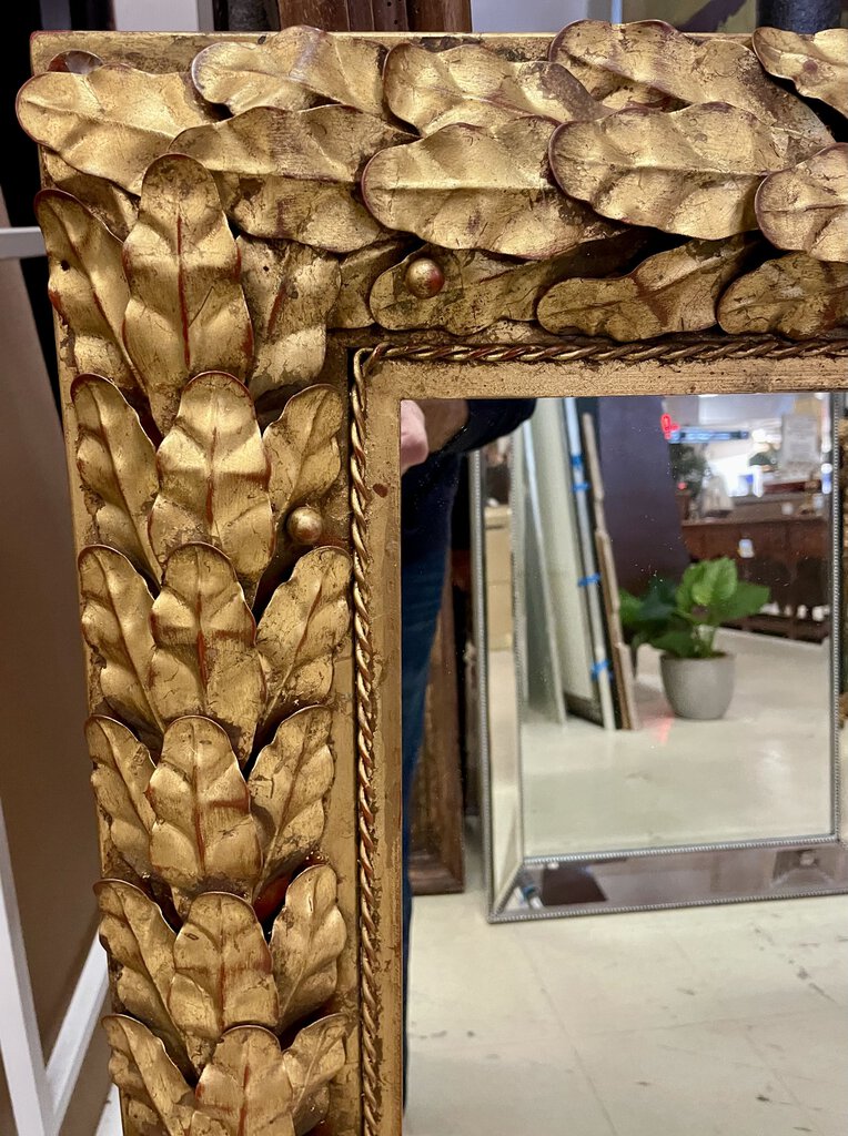 Trouvailles Inc. Gilted Metal Leaf Heavy Wall Mirror