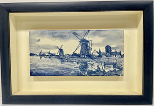 Vintage Royal Delft Hand Painted Framed Tile (PAIR)