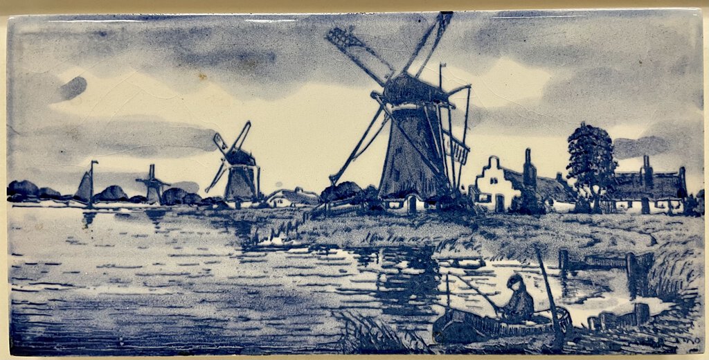 Vintage Royal Delft Hand Painted Framed Tile (PAIR)