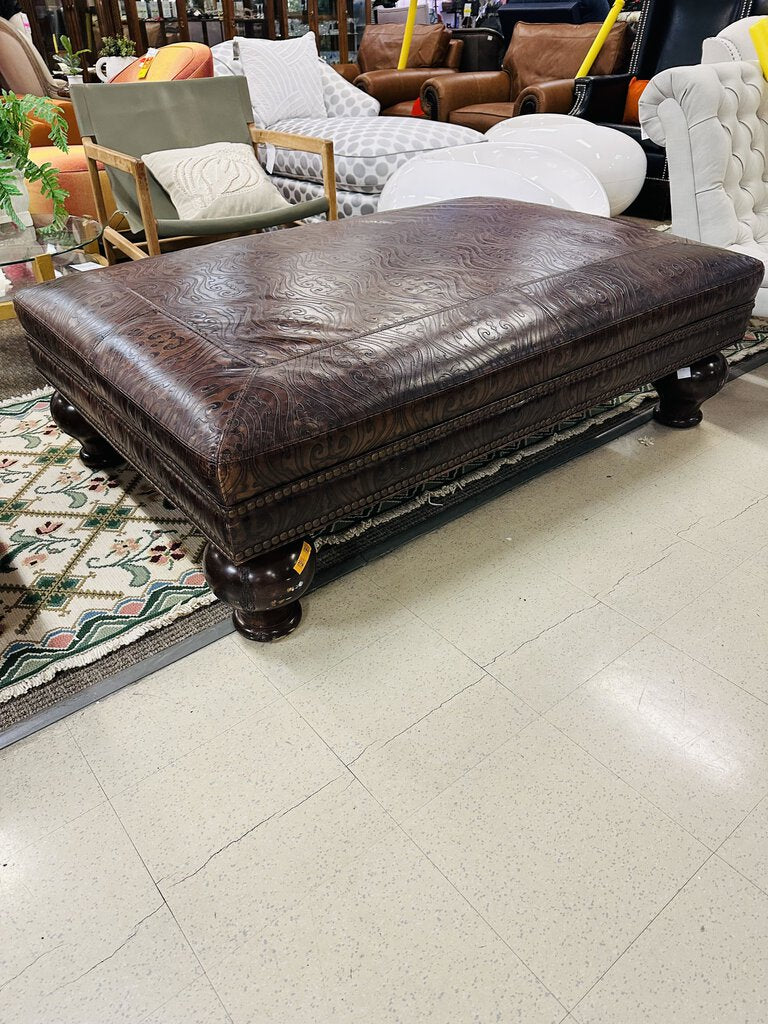Embossed Leather Ottoman 40x60x18