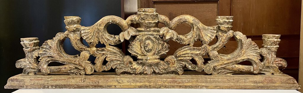 Large Italian 18th C. Plaster Wood Carved Gilded Candelabra