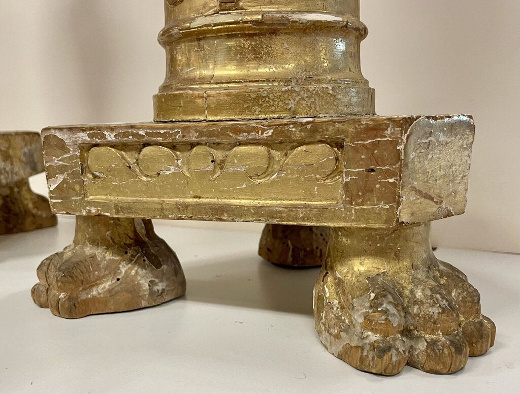 Lrg. Gilded Plaster Wood Carved Candlestick Holders (PAIR)