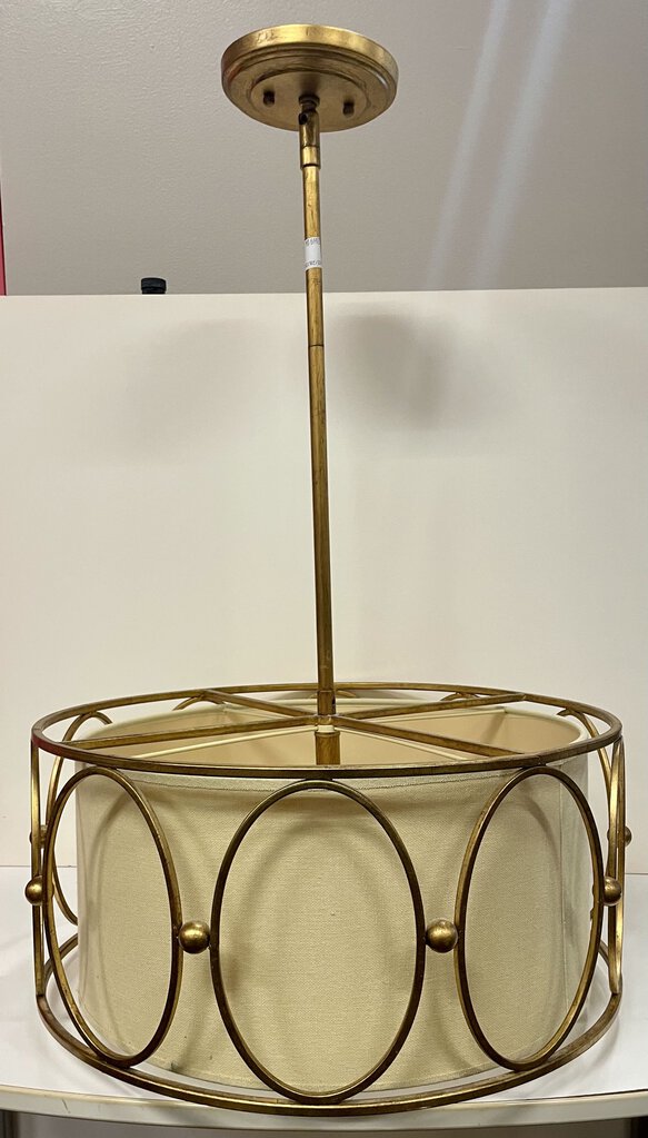 Uttermost Ovala 3-light Antique Gold Leaf Drum Pendant