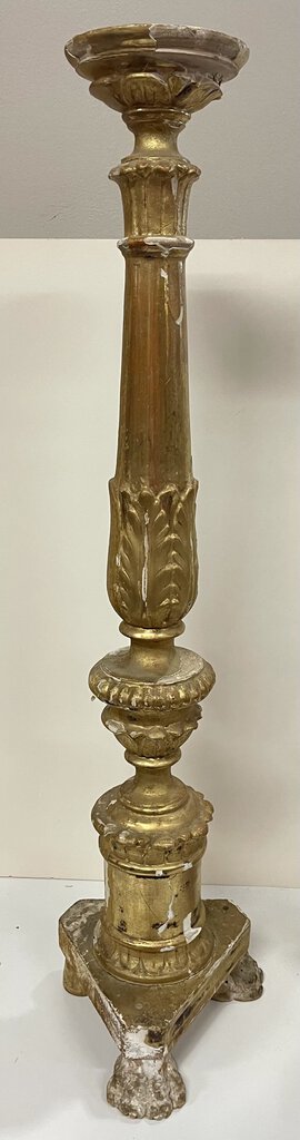 Gilded Plaster Wood Carved Candlestick Holders (PAIR)