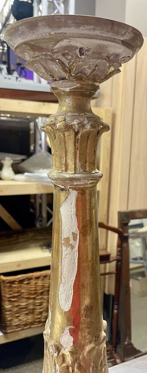 Gilded Plaster Wood Carved Candlestick Holders (PAIR)