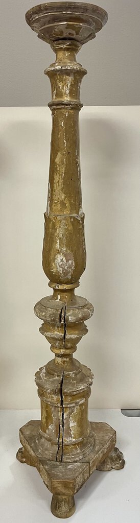 Gilded Plaster Wood Carved Candlestick Holders (PAIR)