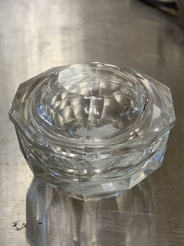 Faceted Crystal Dish and Lid