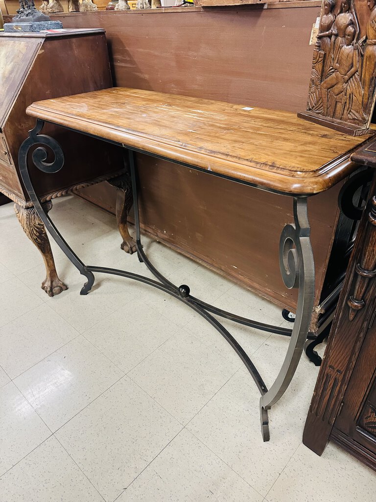 Wrought Iron Base Console Table 18x44x35