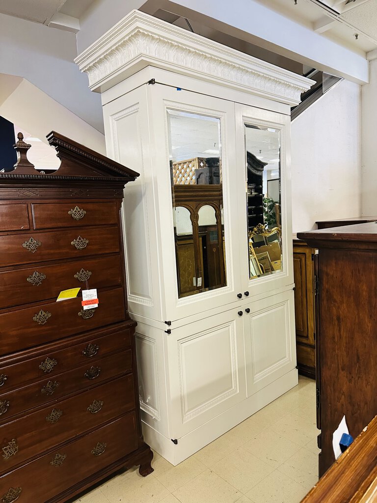 TV Armoire Cabinet With Folding Mirror Doors 110x59x24