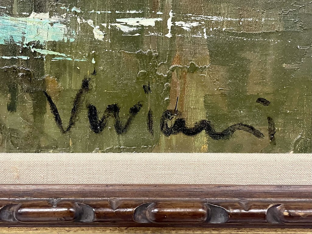 Enrico Viviani - Venezia - Oil on Cavas Signed Front and Back