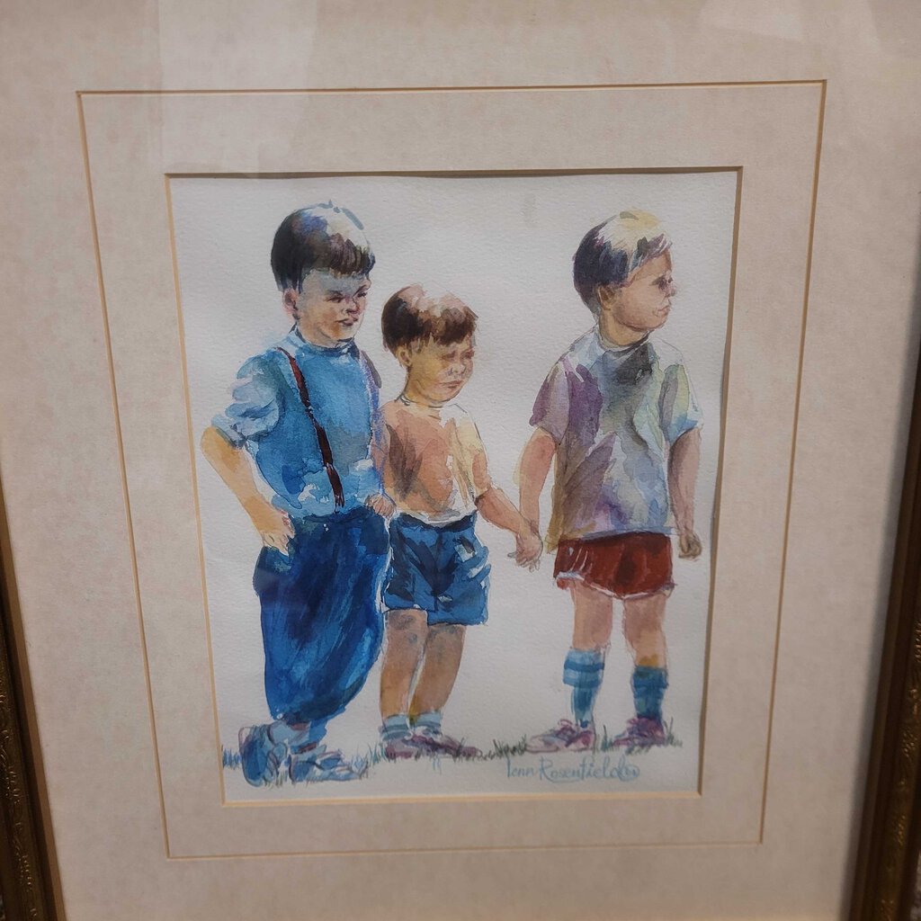 Lenn Rosenfield 3 Boys Watercolor 15x17