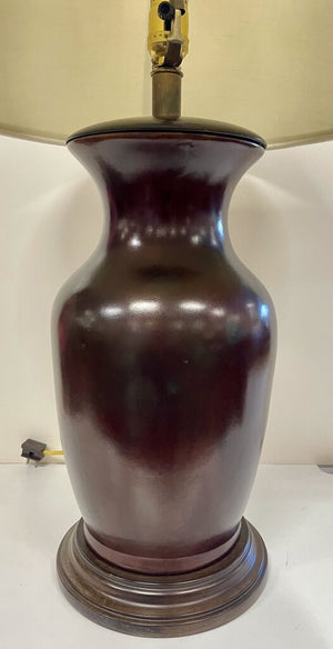 MCM Brown Ceramic Jar Style Table Lamp