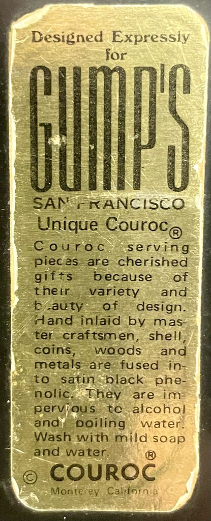 Vintage Black Couroc Inlayed San Francisco Scene Tray