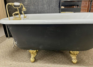 Vintage Cast Iron Enamel Tub Brass Clawfoot and Hardware