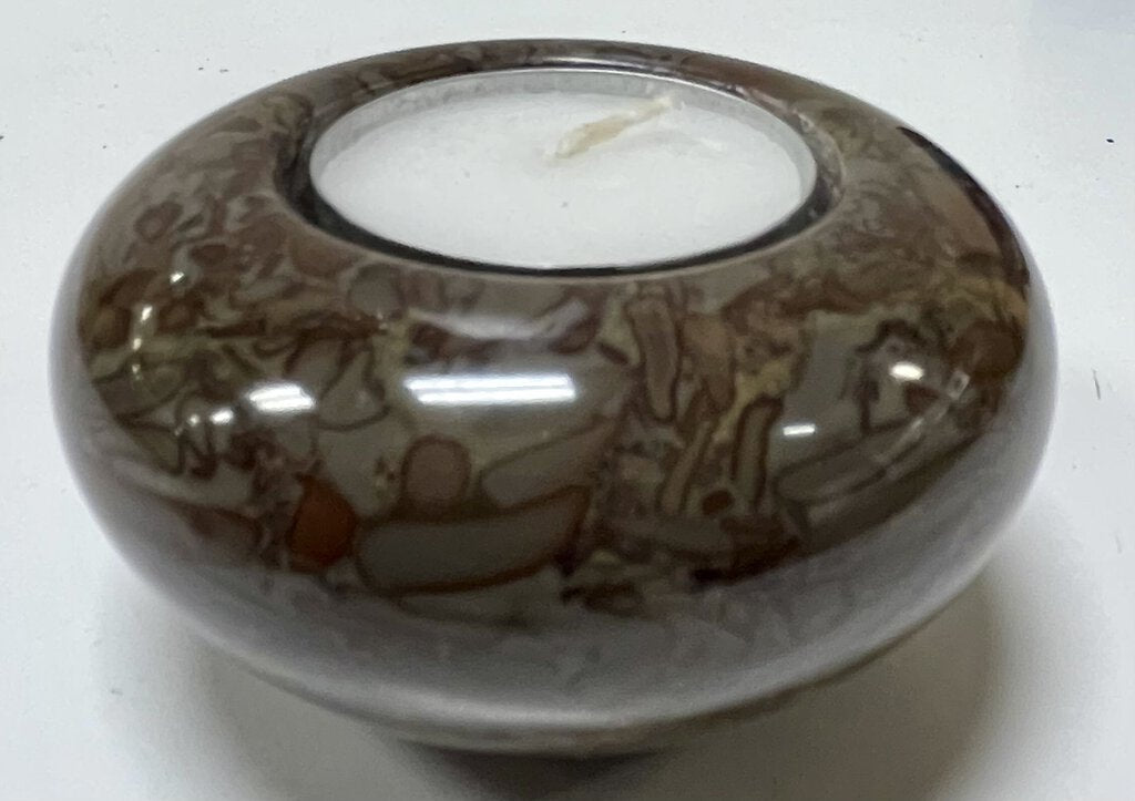Brown Marble Stone Tea Candle Holder
