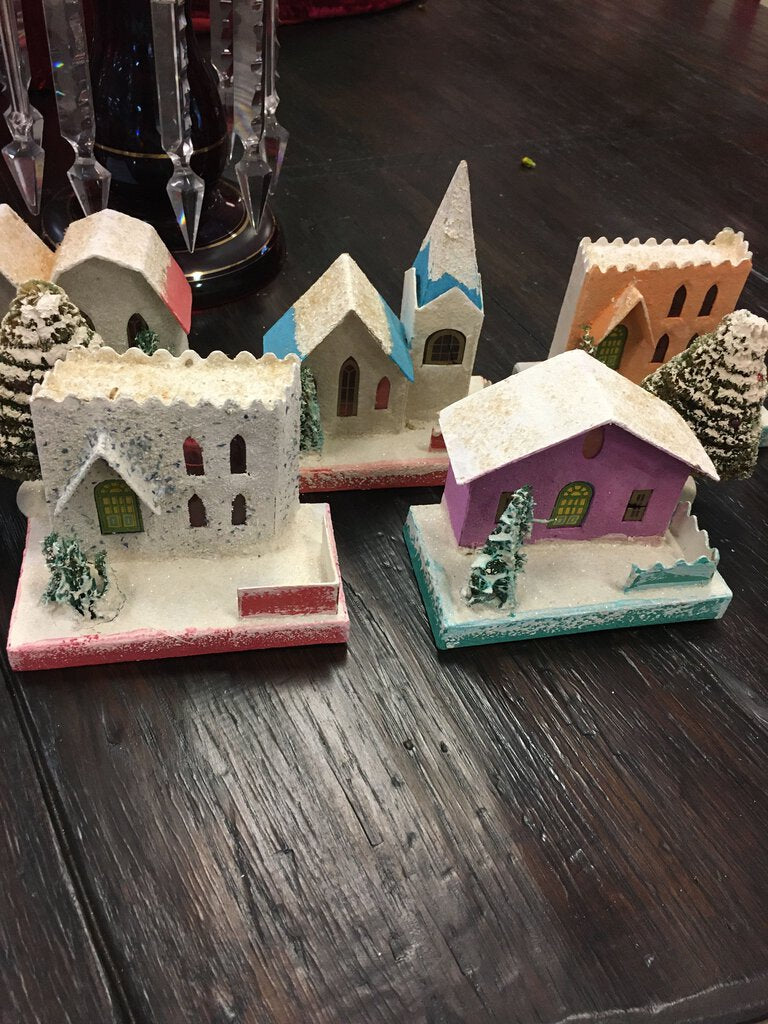 Vintage Putz Mica Houses Christmas Snow Village (10 pc.)