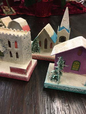 Vintage Putz Mica Houses Christmas Snow Village (10 pc.)